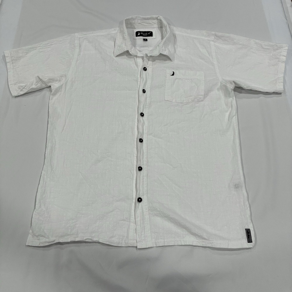Blanc du Nil Shirt Mens Medium‎ White Premium Short Sleeve Button Up